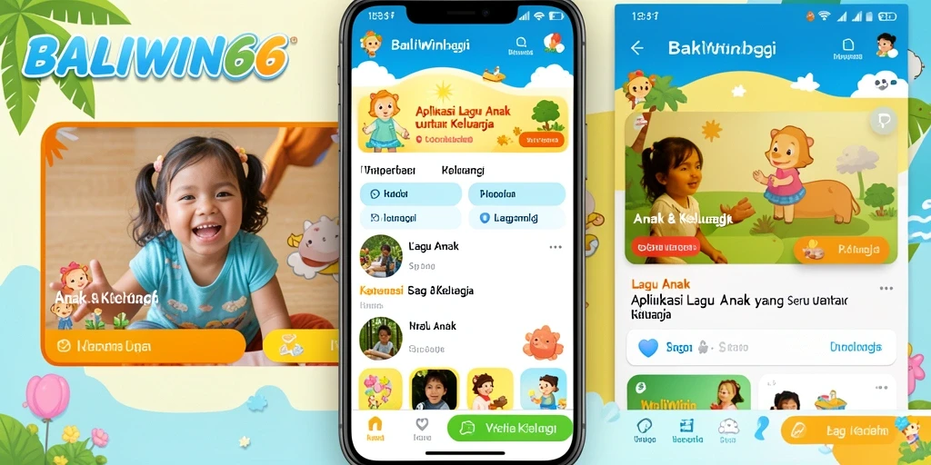 Antarmuka aplikasi BALIWIN66 yang ceria dan interaktif untuk lagu anak.