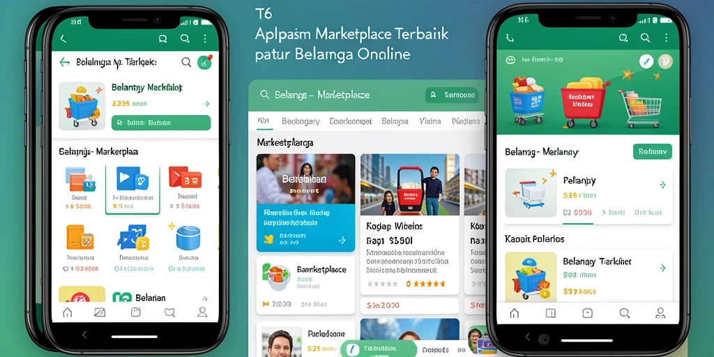 Tampilan antarmuka aplikasi T6 untuk berbelanja online.