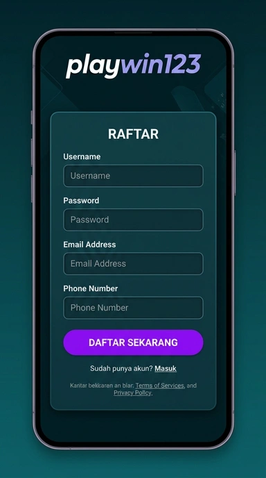 Tampilan halaman daftar playwin123